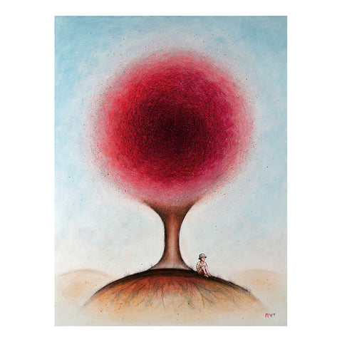 Image of Red Tree with Boy by Justin D. Miller