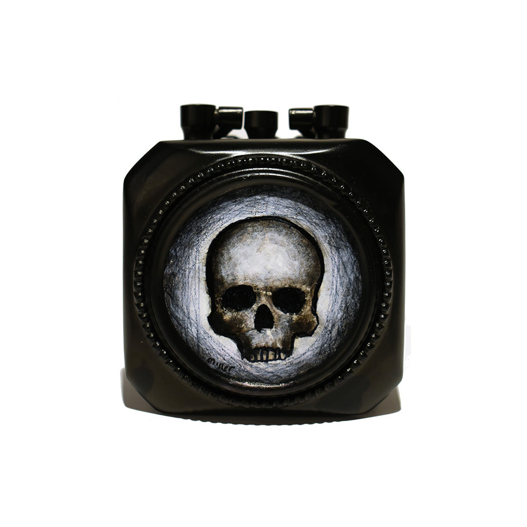 Skull in Small Metal Clock