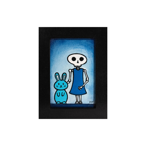 Image of Skeleton Girl with Blue Bunny by Justin D. Miller