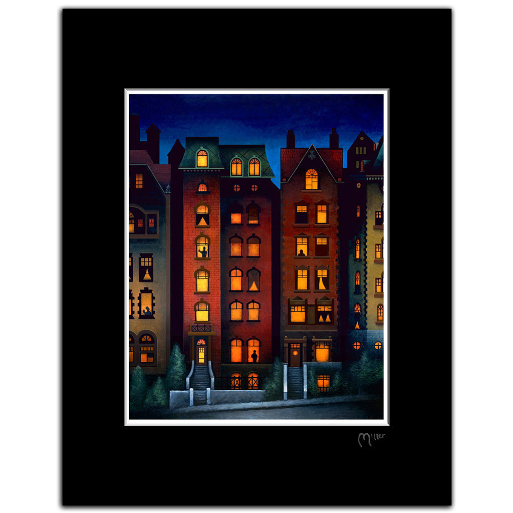 Image of Brownstones, 11x14" Matted Reproduction by Justin D. Miller