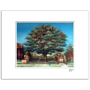 Neighborhood Treehouse, 11x14" Matted Reproduction